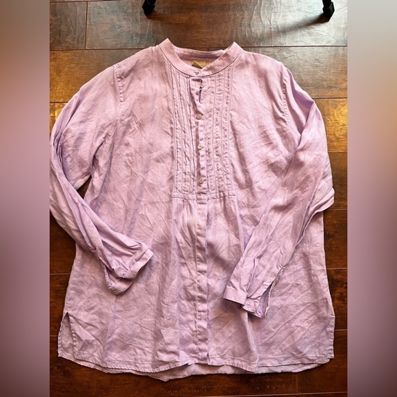 LL Bean Womens 100% linen Casual Boho Long sleeve Button Down Size XL - Picture 1 of 6